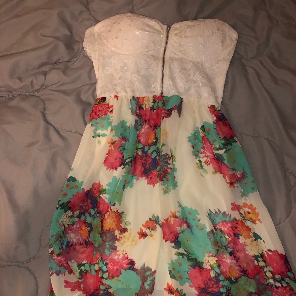 Strapless floral dress